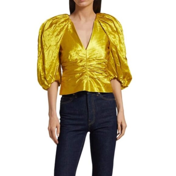 Ulla Johnson Tops - Ulla Johnson "Vera" Ruched Duchesse-Satin Top Size 4